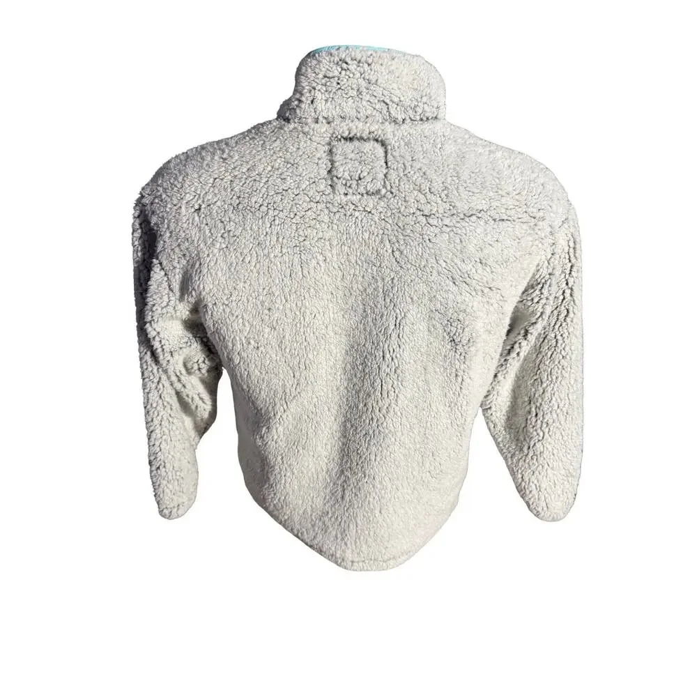 Justice Sherpa Jacket Girls Size 10 Gray Long Sleeve Half Button Soft Warm